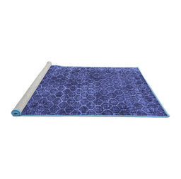 Sideview of Machine Washable Persian Blue Bohemian Rug, wshtr3724blu