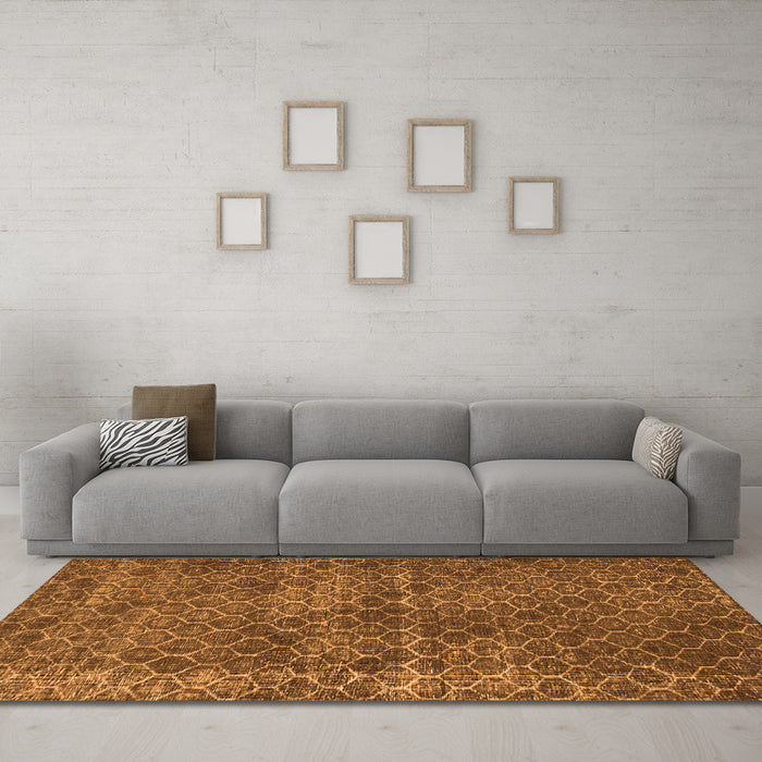 Machine Washable Persian Orange Bohemian Area Rugs in a Living Room, wshtr3724org