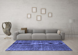 Machine Washable Persian Blue Bohemian Rug in a Living Room, wshtr3724blu