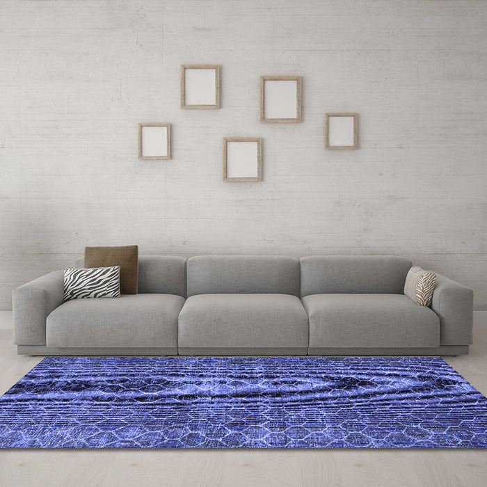 Machine Washable Persian Blue Bohemian Rug in a Living Room, wshtr3724blu