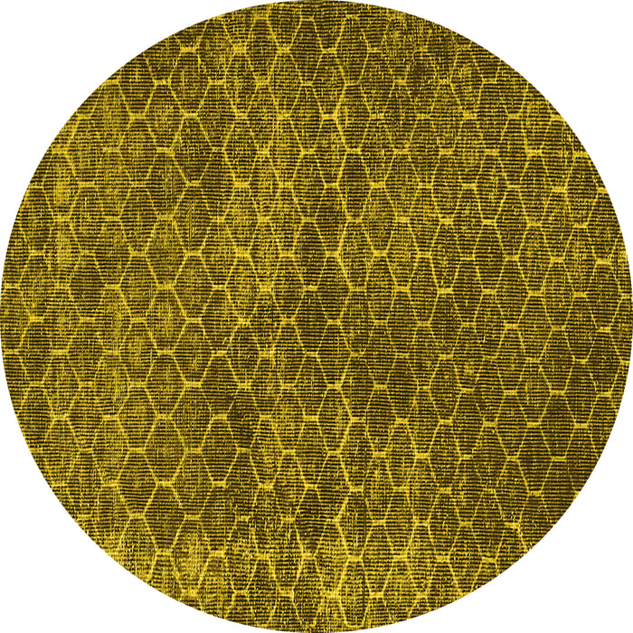 Round Machine Washable Persian Yellow Bohemian Rug, wshtr3724yw
