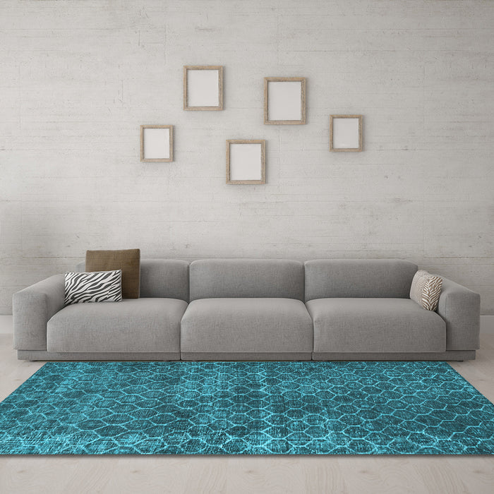 Machine Washable Persian Light Blue Bohemian Rug in a Living Room, wshtr3724lblu