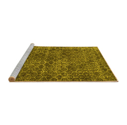 Sideview of Machine Washable Persian Yellow Bohemian Rug, wshtr3724yw