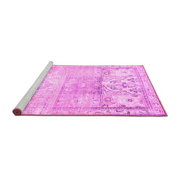Sideview of Machine Washable Persian Pink Traditional Rug, wshtr3725pnk
