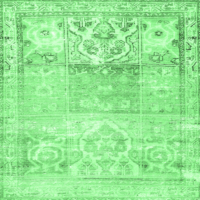 Square Machine Washable Persian Emerald Green Traditional Area Rugs, wshtr3725emgrn
