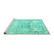 Sideview of Machine Washable Persian Turquoise Traditional Area Rugs, wshtr3725turq