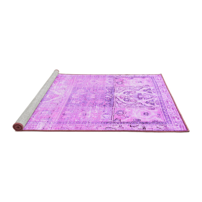 Sideview of Machine Washable Persian Purple Traditional Area Rugs, wshtr3725pur