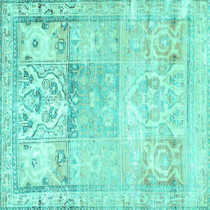 Square Machine Washable Persian Turquoise Traditional Area Rugs, wshtr3725turq