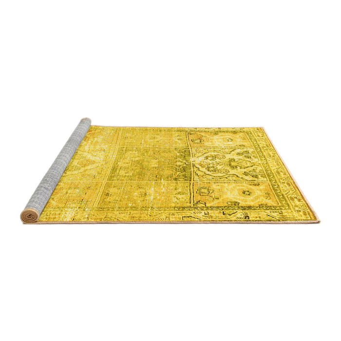 Sideview of Machine Washable Persian Yellow Traditional Rug, wshtr3725yw