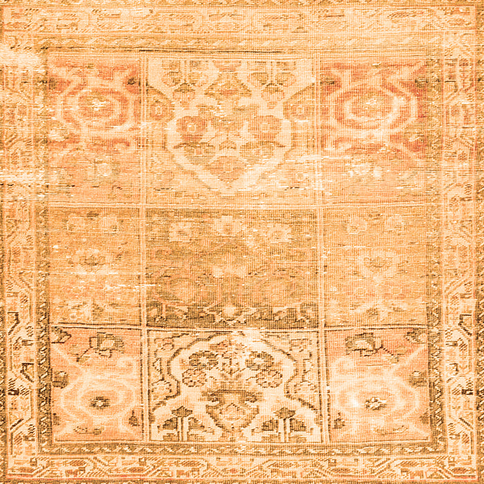 Round Machine Washable Persian Orange Traditional Area Rugs, wshtr3725org