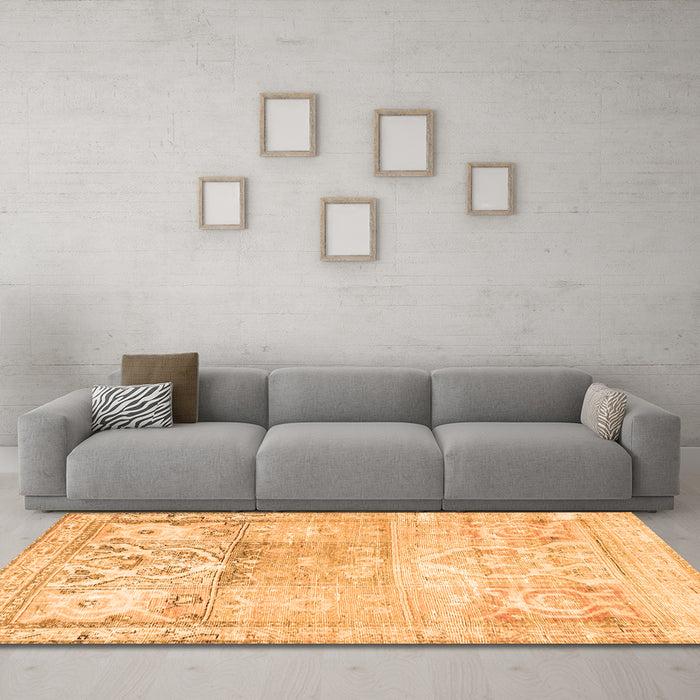 Machine Washable Persian Orange Traditional Area Rugs in a Living Room, wshtr3725org