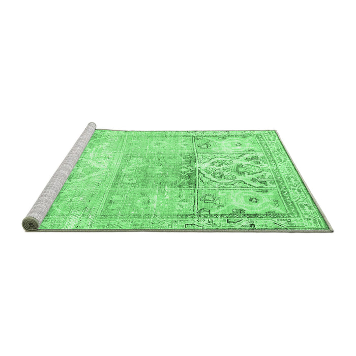Sideview of Machine Washable Persian Emerald Green Traditional Area Rugs, wshtr3725emgrn