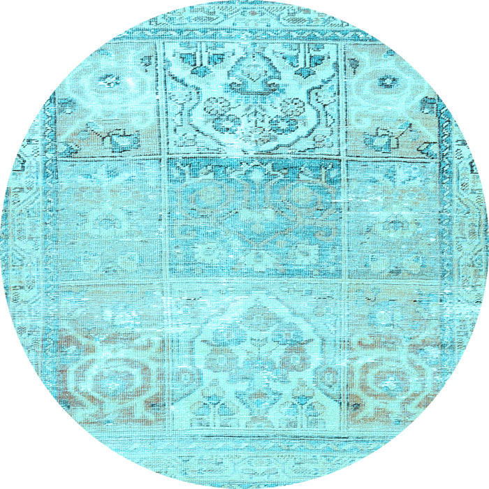 Round Persian Light Blue Traditional Rug, tr3725lblu