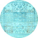 Round Persian Light Blue Traditional Rug, tr3725lblu