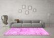 Machine Washable Persian Pink Traditional Rug in a Living Room, wshtr3725pnk