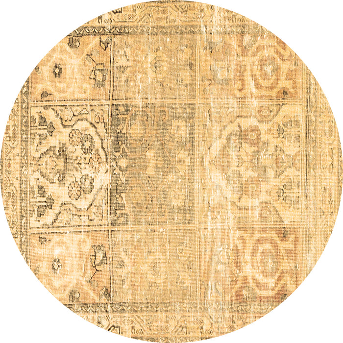 Round Persian Brown Traditional Rug, tr3725brn