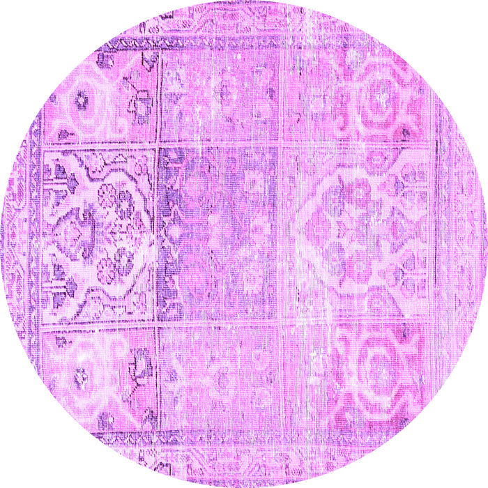 Round Persian Purple Traditional Rug, tr3725pur