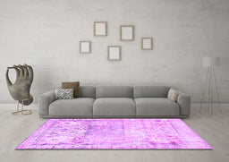 Machine Washable Persian Purple Traditional Area Rugs in a Living Room, wshtr3725pur