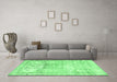 Machine Washable Persian Emerald Green Traditional Area Rugs in a Living Room,, wshtr3725emgrn