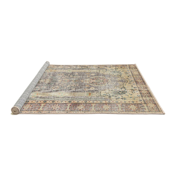 Sideview of Machine Washable Traditional Camel Brown Rug, wshtr3726