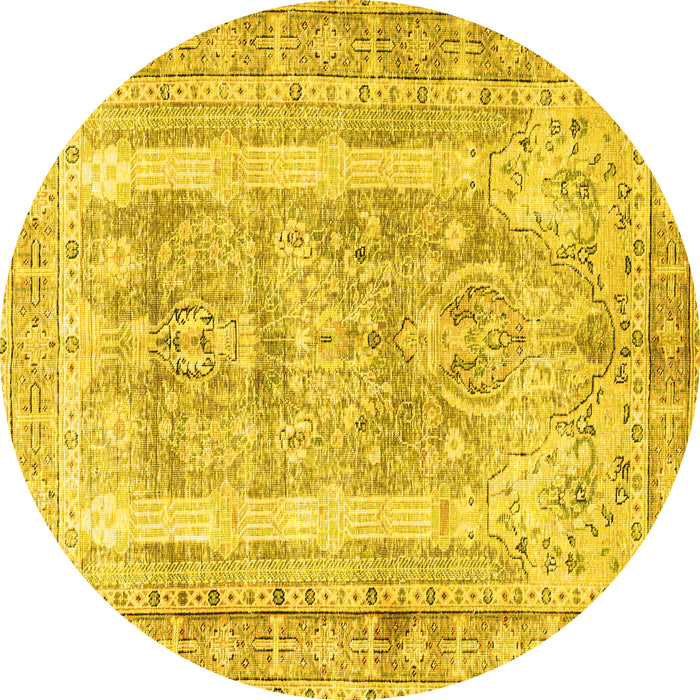 Round Persian Yellow Traditional Rug, tr3726yw