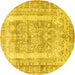 Round Persian Yellow Traditional Rug, tr3726yw