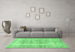 Machine Washable Persian Emerald Green Traditional Area Rugs in a Living Room,, wshtr3726emgrn