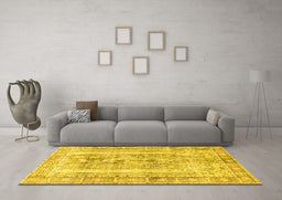 Machine Washable Persian Yellow Traditional Rug in a Living Room, wshtr3726yw