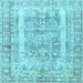 Square Machine Washable Persian Light Blue Traditional Rug, wshtr3726lblu