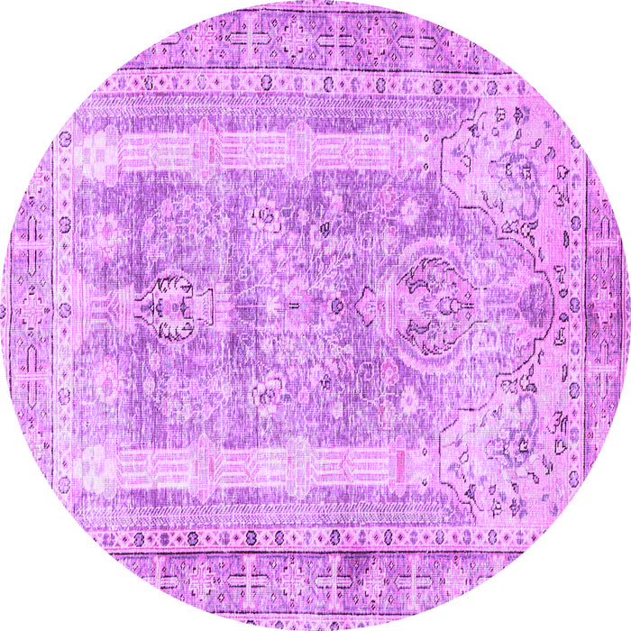 Round Machine Washable Persian Purple Traditional Area Rugs, wshtr3726pur