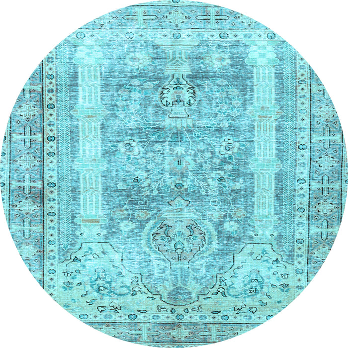 Round Persian Light Blue Traditional Rug, tr3726lblu