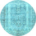 Round Persian Light Blue Traditional Rug, tr3726lblu