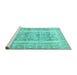 Sideview of Machine Washable Persian Turquoise Traditional Area Rugs, wshtr3726turq