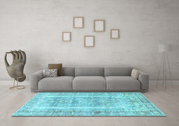 Machine Washable Persian Light Blue Traditional Rug in a Living Room, wshtr3726lblu