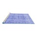 Sideview of Machine Washable Persian Blue Traditional Rug, wshtr3726blu