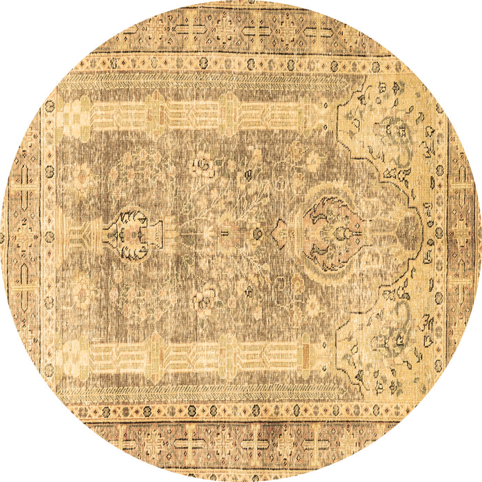Round Persian Brown Traditional Rug, tr3726brn