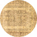Round Persian Brown Traditional Rug, tr3726brn
