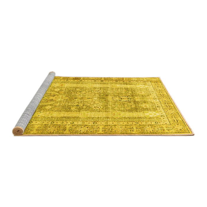 Sideview of Machine Washable Persian Yellow Traditional Rug, wshtr3726yw