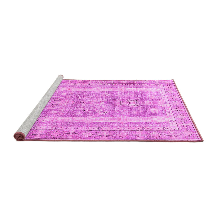 Sideview of Machine Washable Persian Pink Traditional Rug, wshtr3726pnk