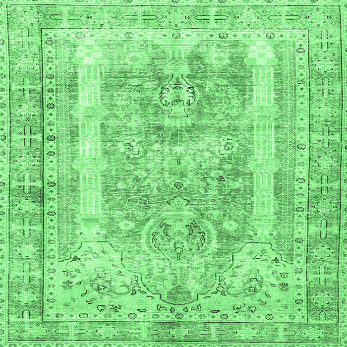 Square Machine Washable Persian Emerald Green Traditional Area Rugs, wshtr3726emgrn