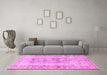 Machine Washable Persian Pink Traditional Rug in a Living Room, wshtr3726pnk