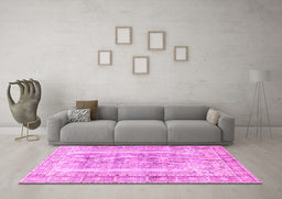 Machine Washable Persian Pink Traditional Rug in a Living Room, wshtr3726pnk