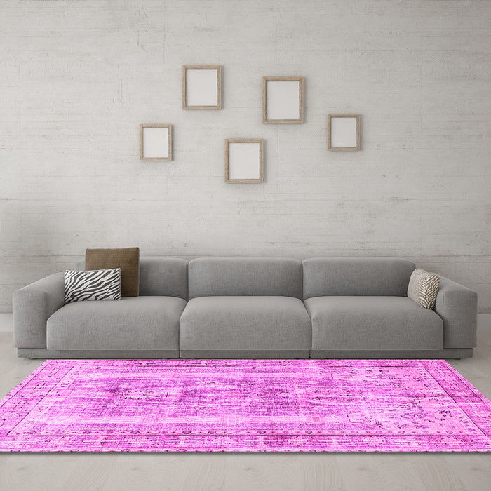Machine Washable Persian Pink Traditional Rug in a Living Room, wshtr3726pnk