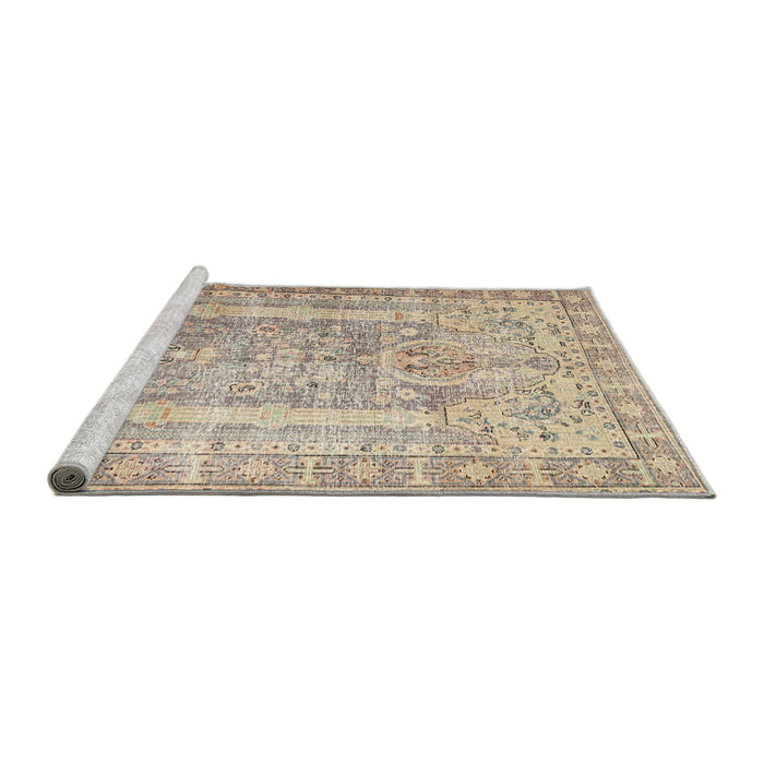 Sideview of Machine Washable Traditional Deep Peach Orange Rug, wshtr3727