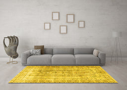 Machine Washable Persian Yellow Traditional Rug in a Living Room, wshtr3727yw
