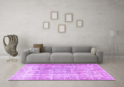 Machine Washable Persian Purple Traditional Area Rugs in a Living Room, wshtr3727pur