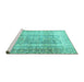 Sideview of Machine Washable Persian Turquoise Traditional Area Rugs, wshtr3727turq