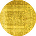 Round Persian Yellow Traditional Rug, tr3727yw