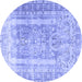 Round Persian Blue Traditional Rug, tr3727blu