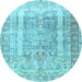 Round Persian Light Blue Traditional Rug, tr3727lblu